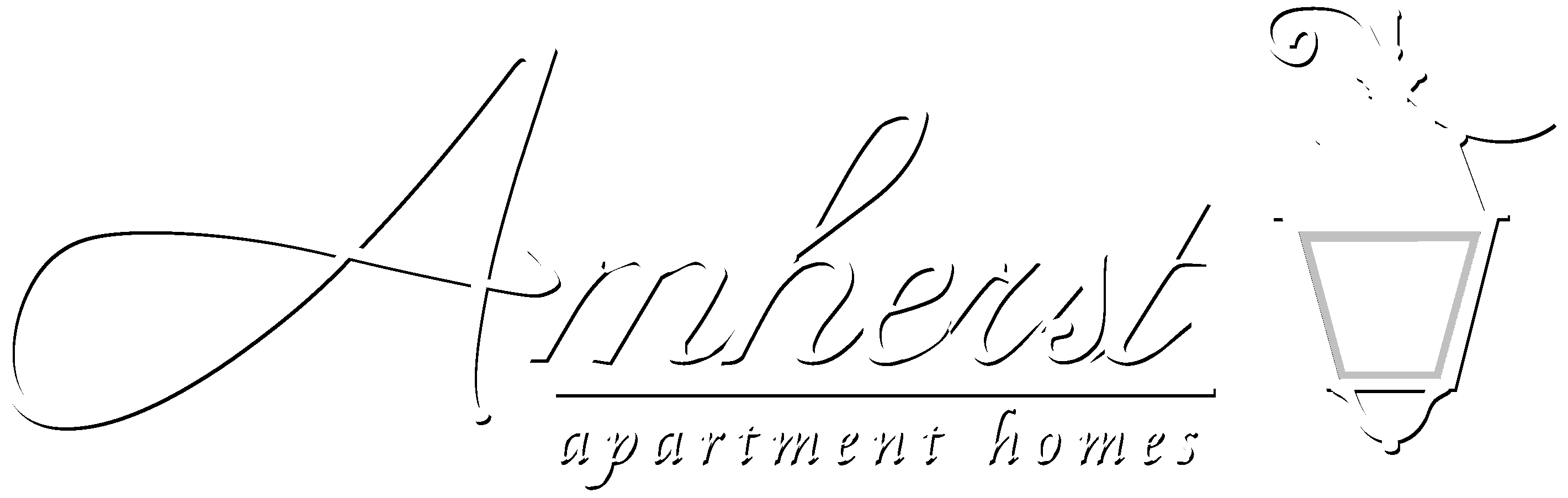 A black and white logo for Amherst Apartment Homes.